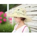 Wide Brim Crochet Toyo Straw Accent w/ Beaded Band - Natural - HT-8202NT